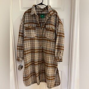 dip Women's Plaid Utility Jacket - Brown and Gray